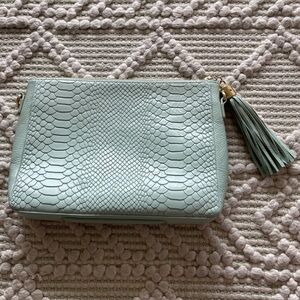 GiGi New York Chelsea Crossbody / Clutch / Purse Mint Python Leather